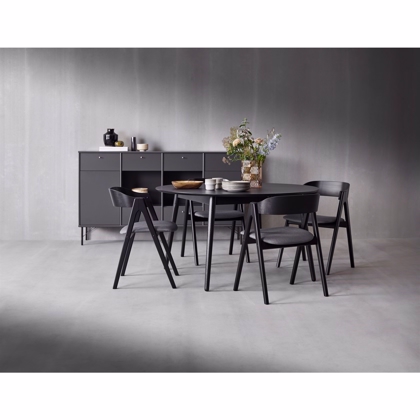 Meza by Hammel Round spisebord  Sort Fenix/ Nanolaminat  m. sortbejdset ben